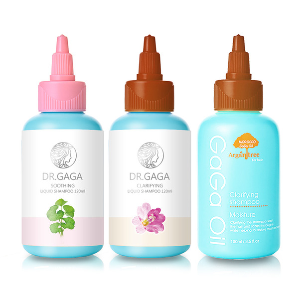 GaGa 調理頭皮健康洗護組 水狀洗髮精露120mlx2 (舒敏+淨衡)+淨衡精華液100ml
