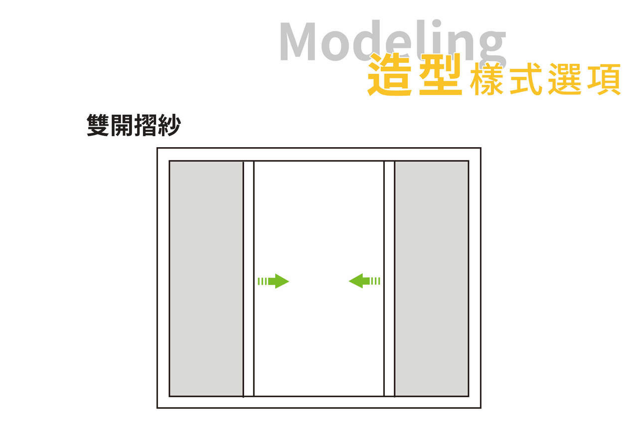 摺疊紗門 / 隱形紗窗 / 鋁製紗門 造型樣式選擇