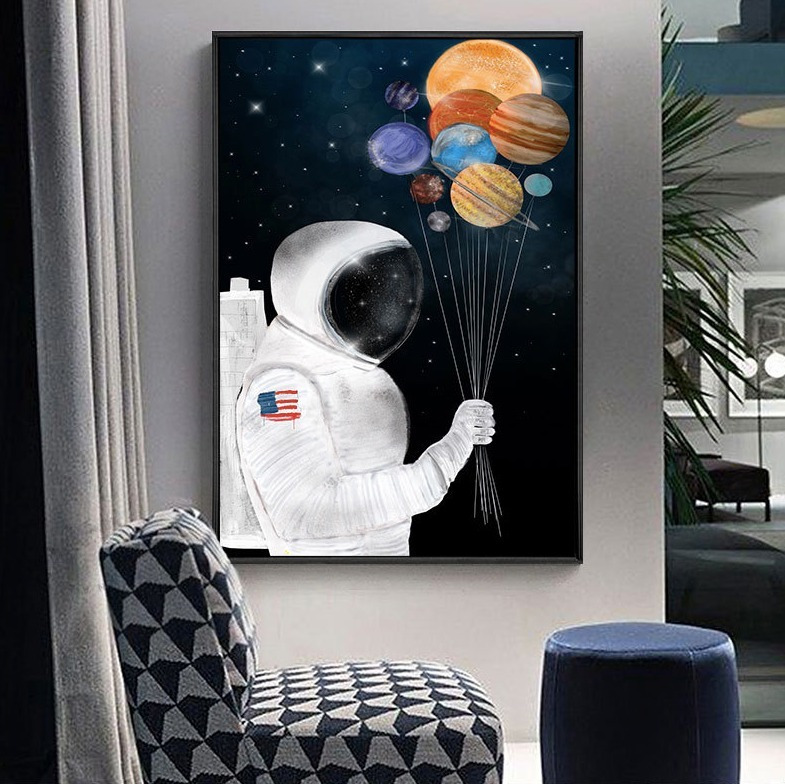 太空人掛畫兒童房裝飾畫
