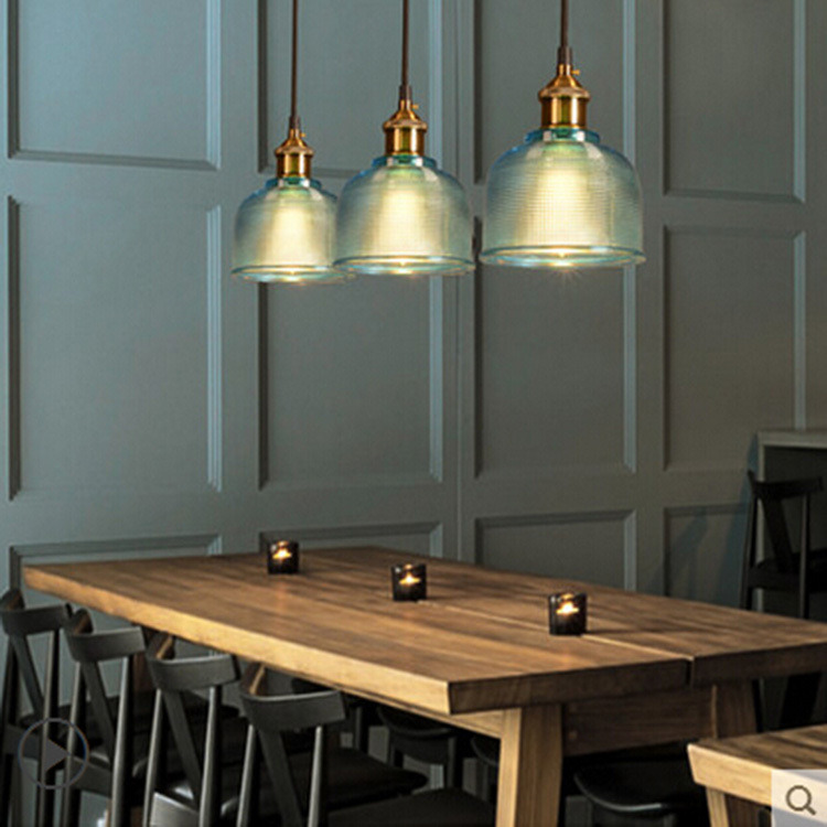 日式復古玻璃吊燈四色簡約餐桌燈