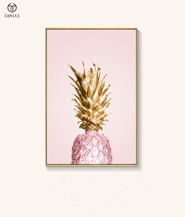 北歐風掛畫粉色菠蘿掛畫