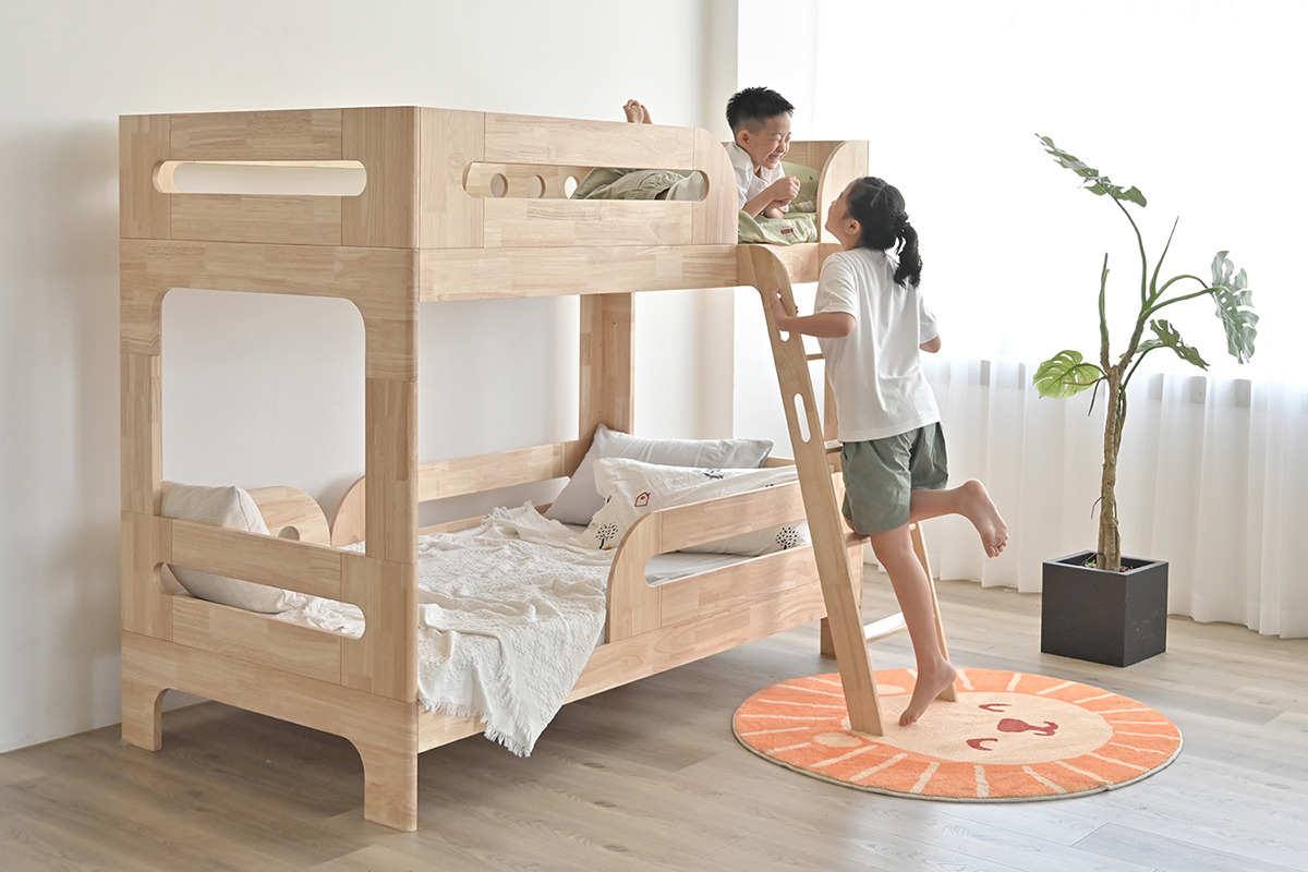 好眠城兒童實木床組 上下舖 省空間爬梯組